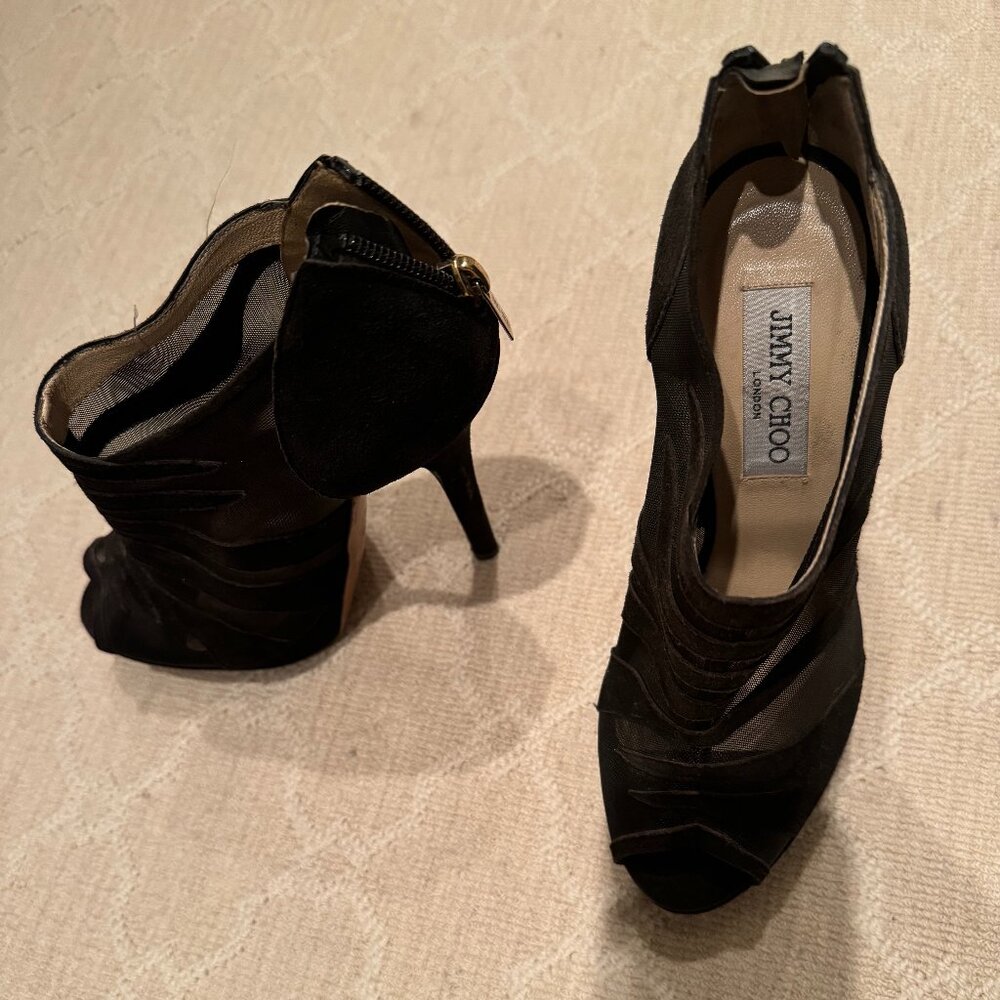 Jimmy Choo Open Toe Mesh Bootie Size 38.5 - image 2